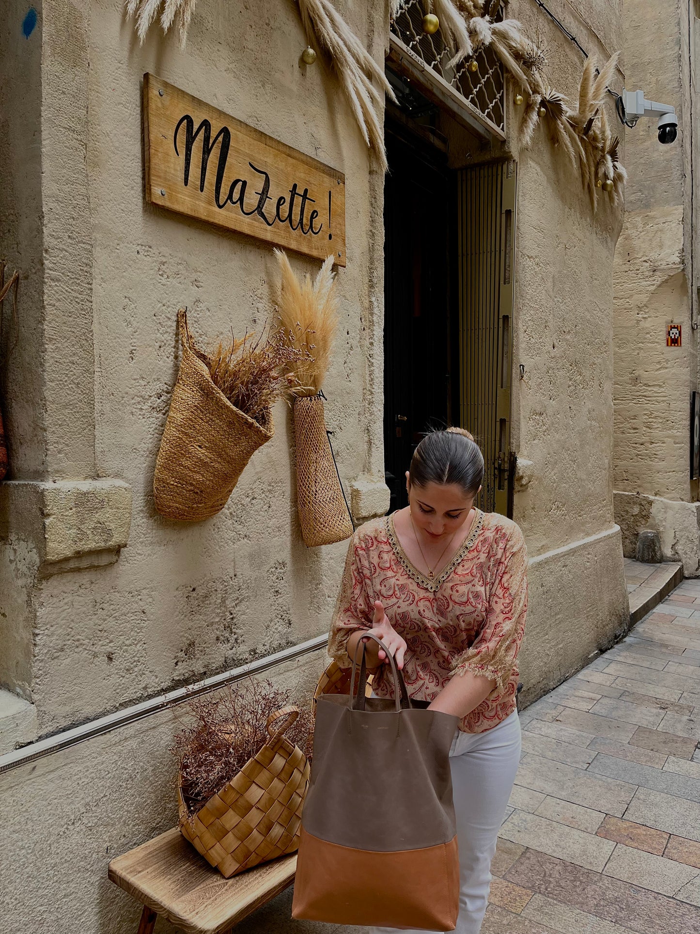 Cabas CÉLINE camel et taupe